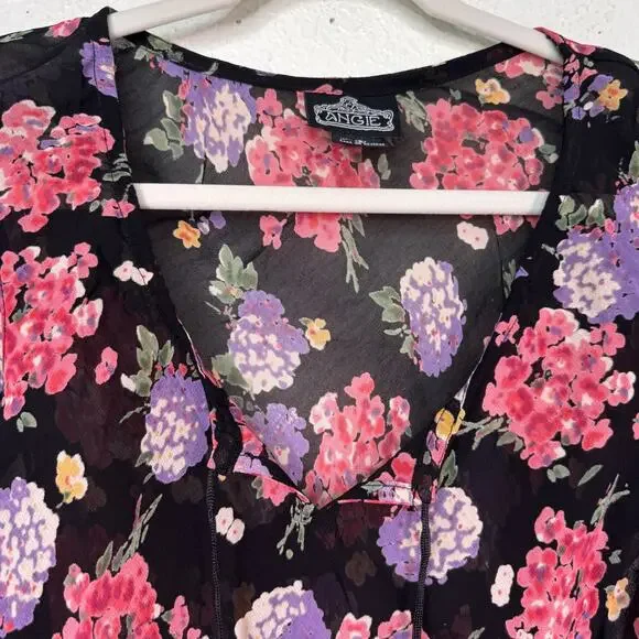 Angie Y2K Top Womens Small Floral Boho Fairy Cottage Romantic Festival Vintage - Picture 4 of 9